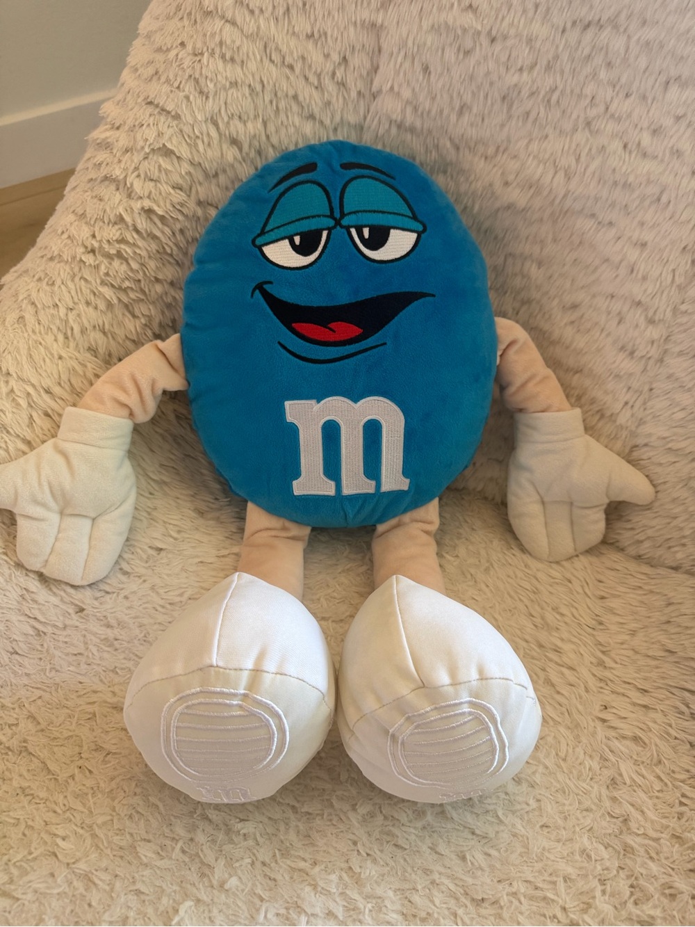 Official M&M's World Blue Character Plush Toy 12" Big Face Sleepy Eyes 2016